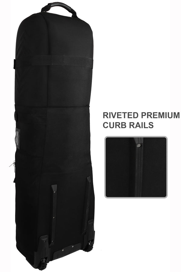 first class golf travel bag black cover back view