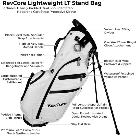 RevCore Lightweight LT Stand Bag with features highlighted on a white background