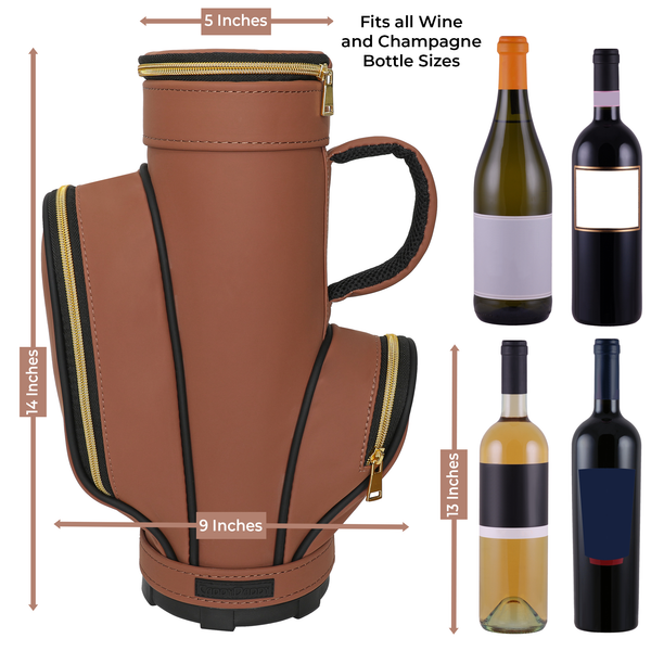 golf bag wine cooler with stopper copper measurements