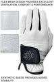 claw pro mens golf glove white suade and mesh back