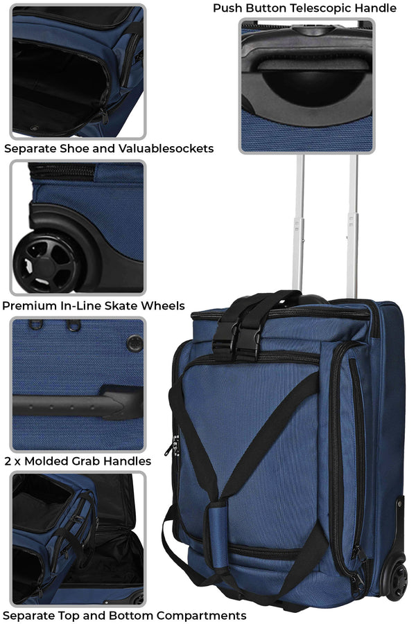 first class carry-on duffel blue features