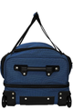 first class carry-on duffel blue handle and wheels