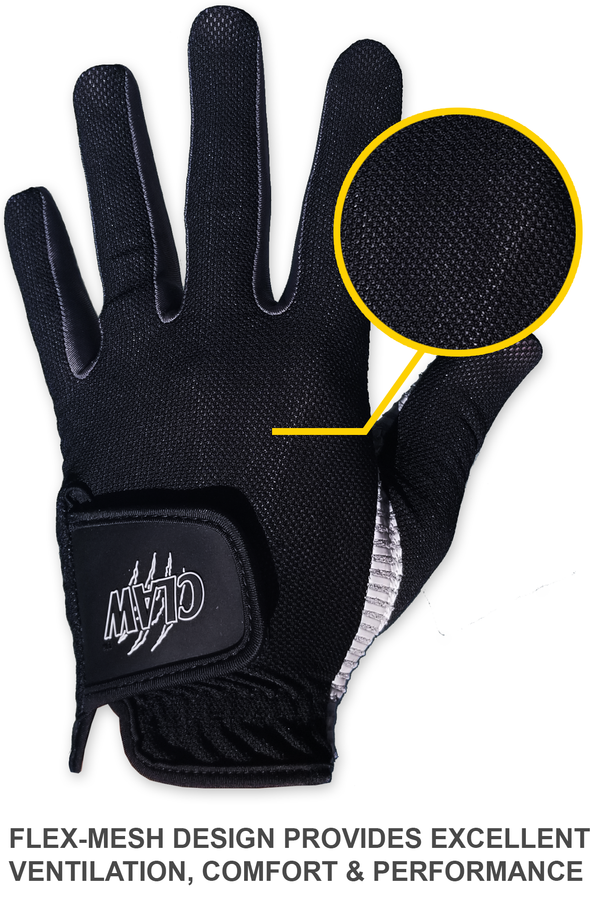 claw mens golf glove black outside mesh