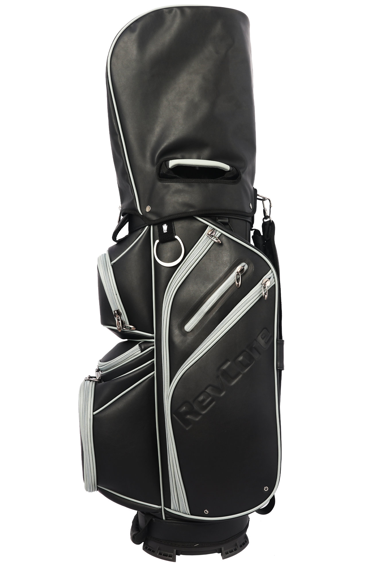 revcore black cart golf bag by caddydaddy with rain cover