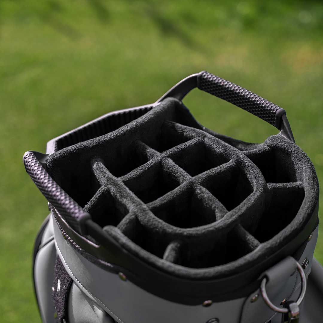 RevCore Lux Golf Cart Bag | Flat Base | 15-Way Velvet Dividers