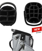 Golf bag with a black divider labeled 'NEW' on a white background