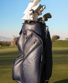 revcore blue cart golf bag by caddydaddy golf bag on green