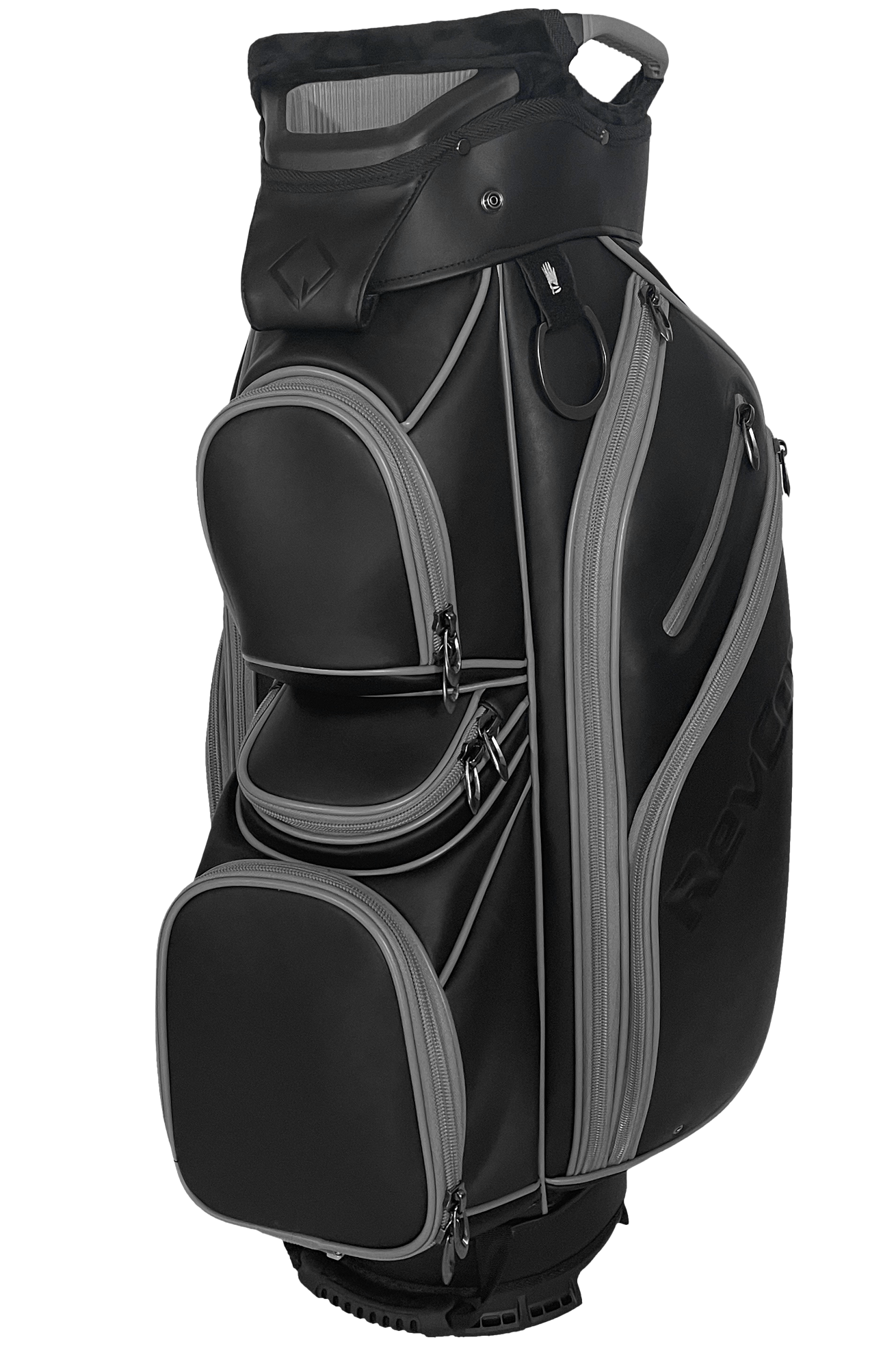 revcore black cart golf bag by caddydaddy front