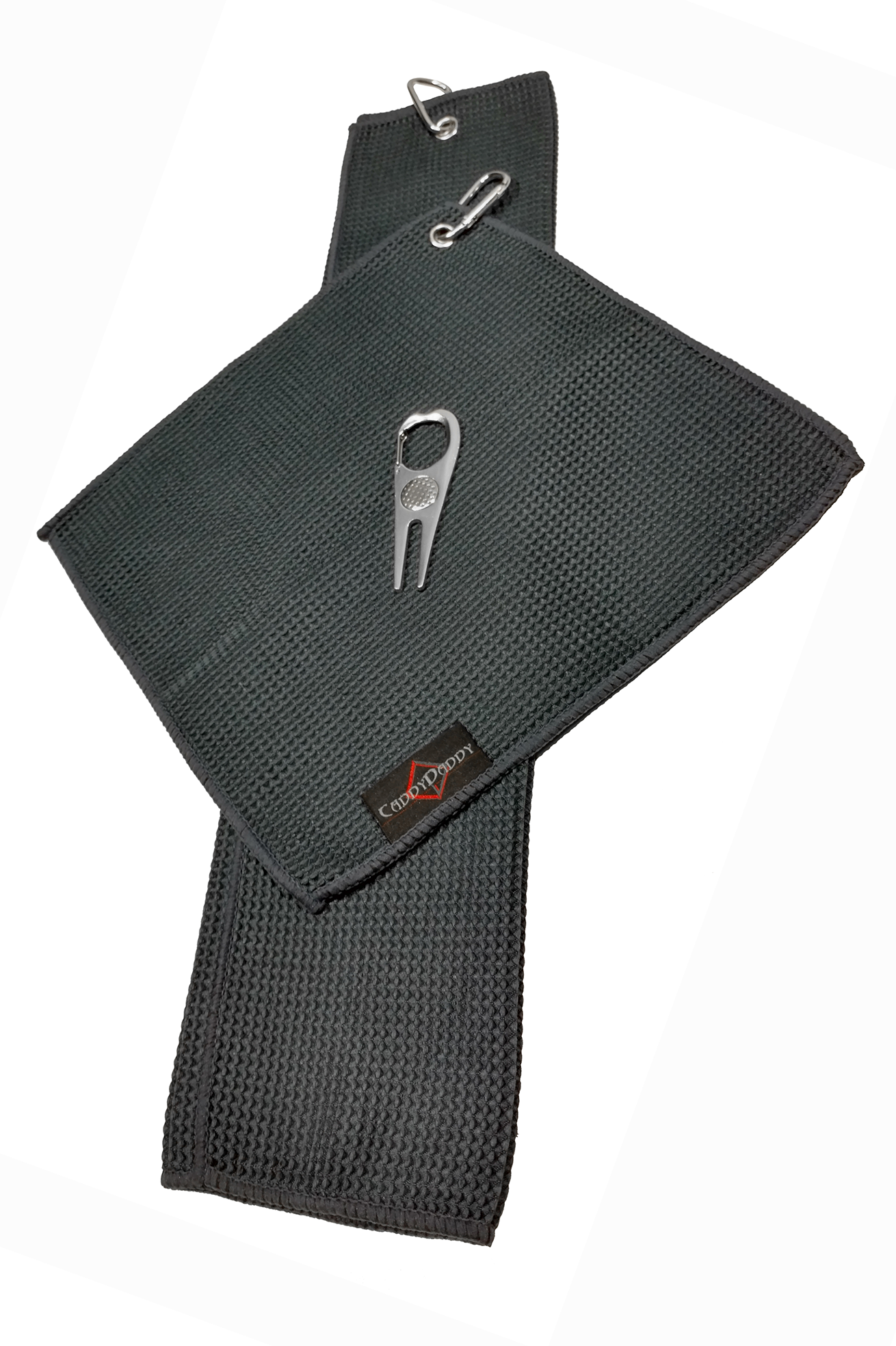 3 Pack Black Fingertip Sports Golf Towels, Small Hand Towels in